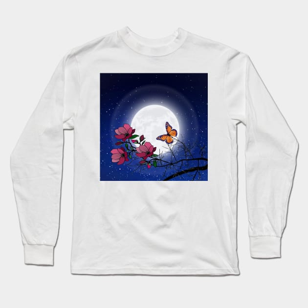 Moon Butterfly Long Sleeve T-Shirt by InfiniIDnC
